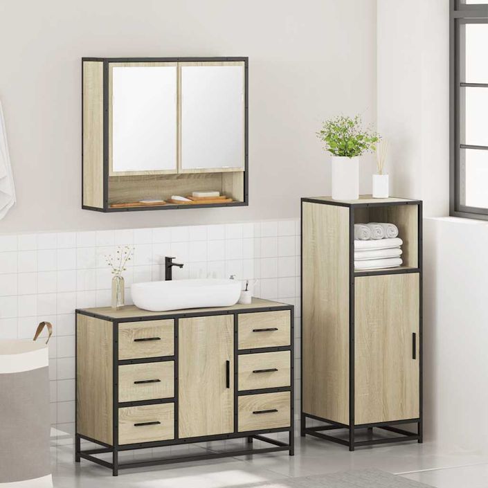 Ensemble de meubles de salle de bain 3 pcs chêne sonoma - Photo n°4