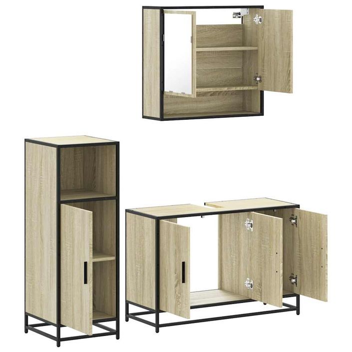 Ensemble de meubles de salle de bain 3 pcs chêne sonoma - Photo n°6