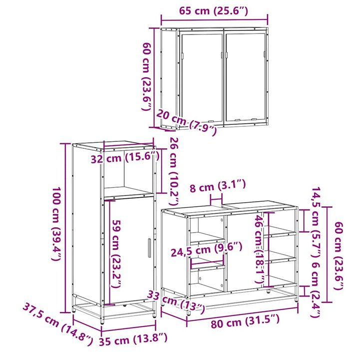 Ensemble de meubles de salle de bain 3 pcs chêne sonoma - Photo n°11