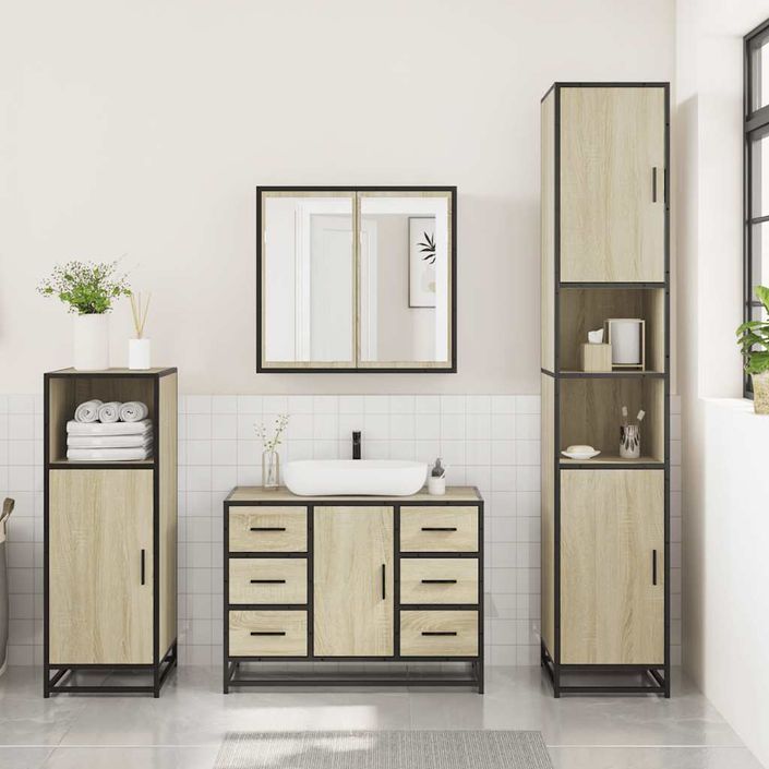 Ensemble de meubles de salle de bain 3 pcs chêne sonoma - Photo n°3