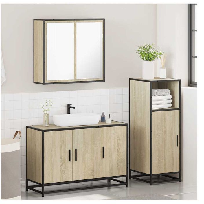 Ensemble de meubles de salle de bain 3 pcs chêne sonoma - Photo n°4