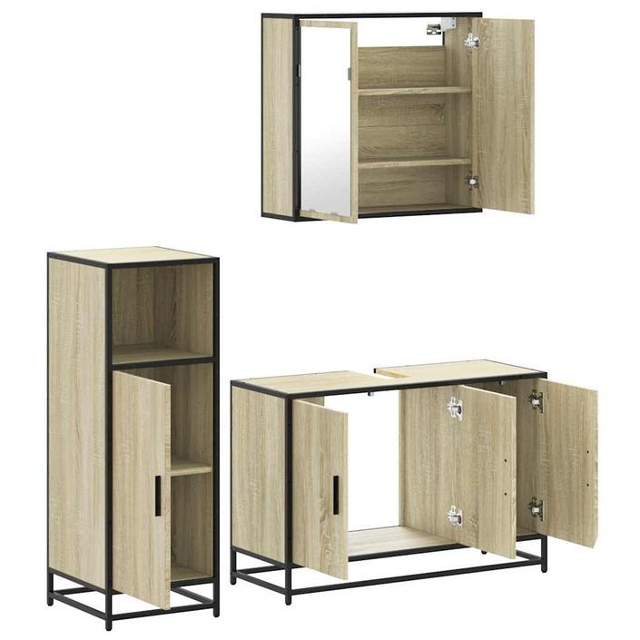 Ensemble de meubles de salle de bain 3 pcs chêne sonoma - Photo n°6