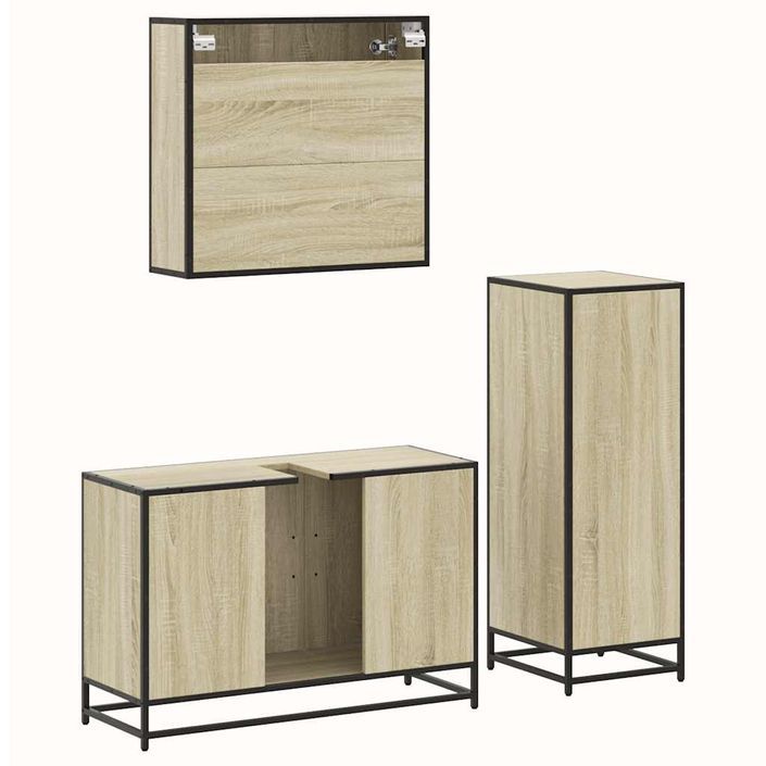 Ensemble de meubles de salle de bain 3 pcs chêne sonoma - Photo n°8