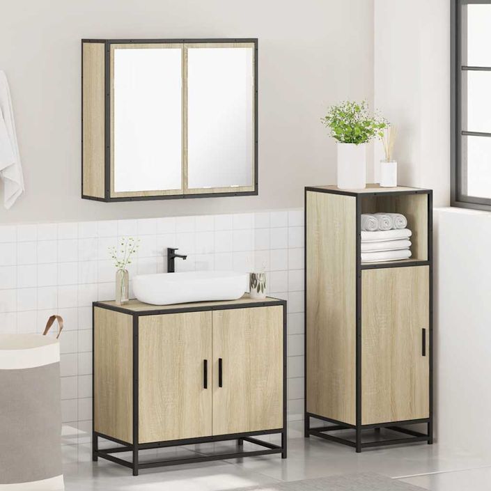 Ensemble de meubles de salle de bain 3 pcs chêne sonoma - Photo n°4