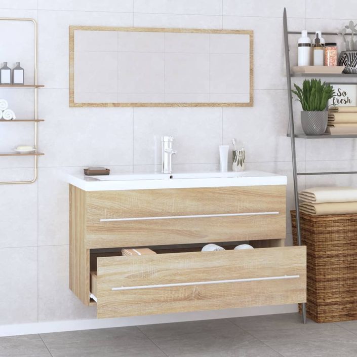 Ensemble de meubles de salle de bain 3 pcs Chêne sonoma 2 - Photo n°4