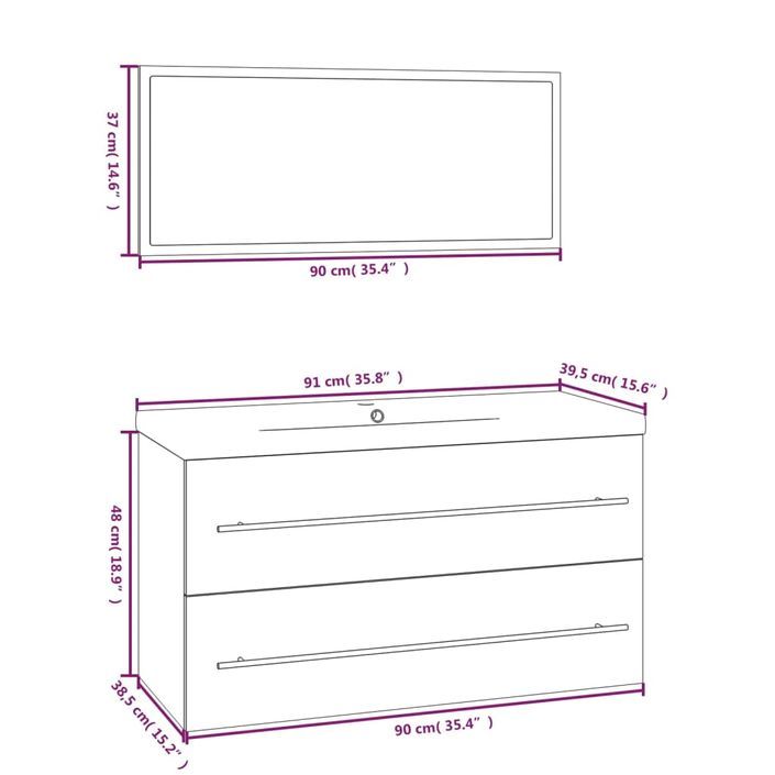 Ensemble de meubles de salle de bain 3 pcs Chêne sonoma 2 - Photo n°9