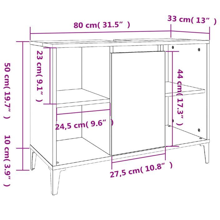 Ensemble de meubles de salle de bain 3 pcs gris béton - Photo n°9