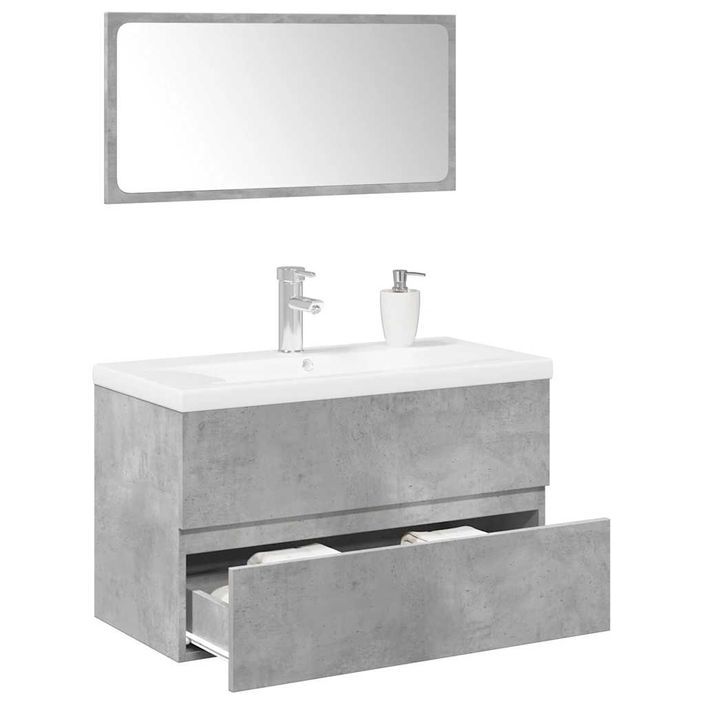 Ensemble de meubles de salle de bain 3 pcs gris béton - Photo n°1