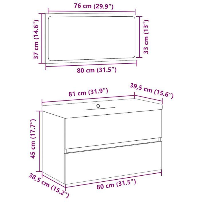 Ensemble de meubles de salle de bain 3 pcs gris béton - Photo n°12