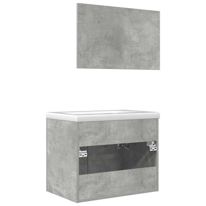 Ensemble de meubles de salle de bain 3 pcs gris béton - Photo n°9