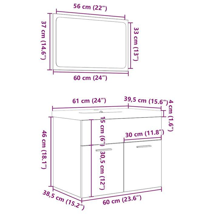 Ensemble de meubles de salle de bain 3 pcs gris béton - Photo n°12