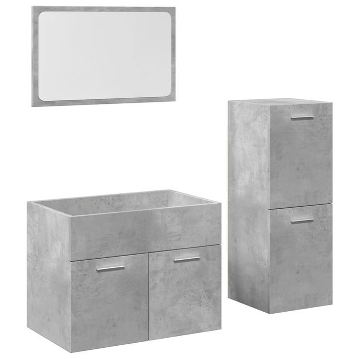 Ensemble de meubles de salle de bain 3 pcs gris béton - Photo n°2