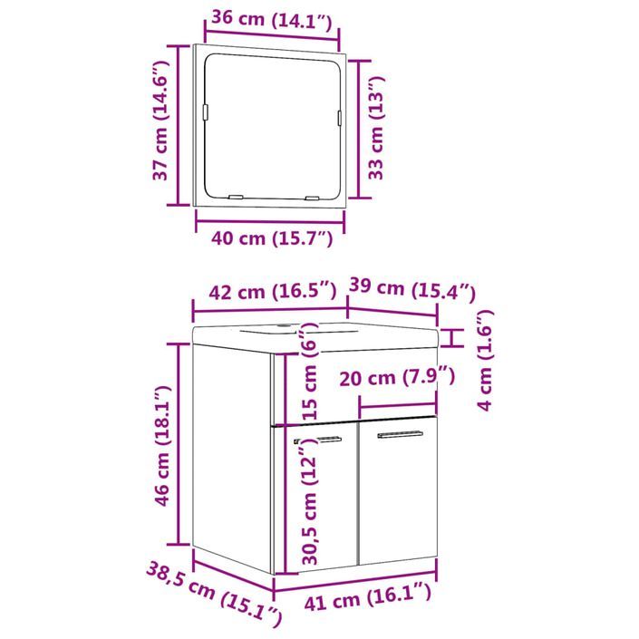 Ensemble de meubles de salle de bain 3 pcs gris béton - Photo n°12