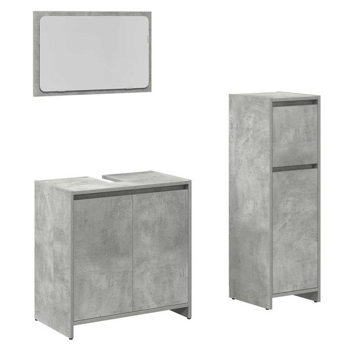 Ensemble de meubles de salle de bain 3 pcs gris béton - Photo n°2