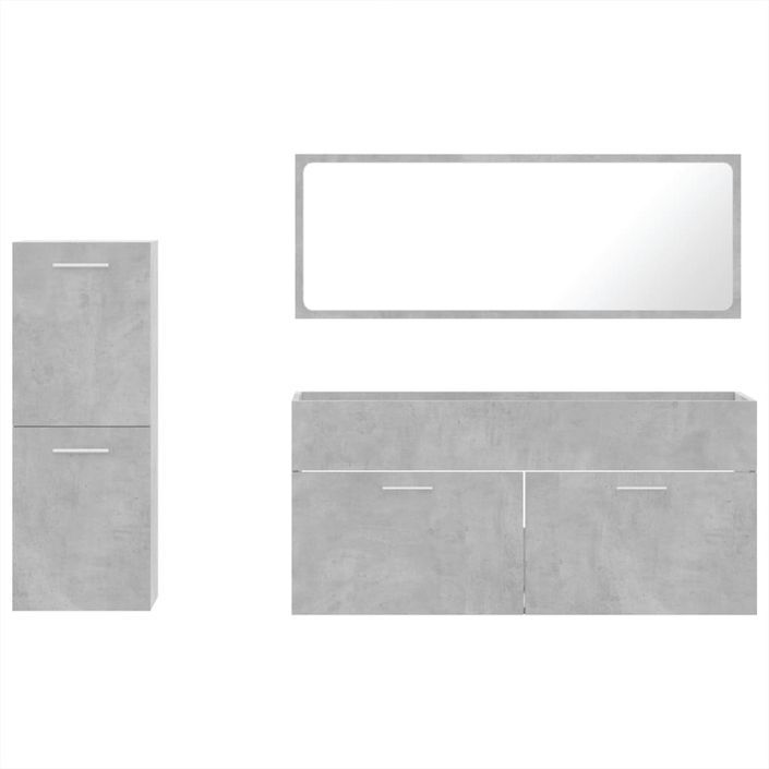 Ensemble de meubles de salle de bain 3 pcs gris béton - Photo n°5