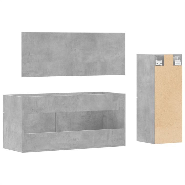 Ensemble de meubles de salle de bain 3 pcs gris béton - Photo n°7