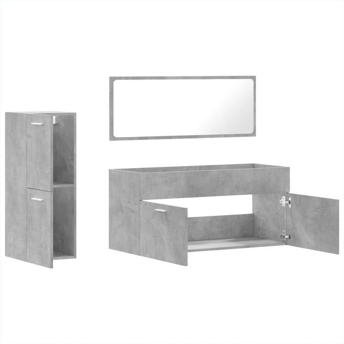 Ensemble de meubles de salle de bain 3 pcs gris béton - Photo n°8