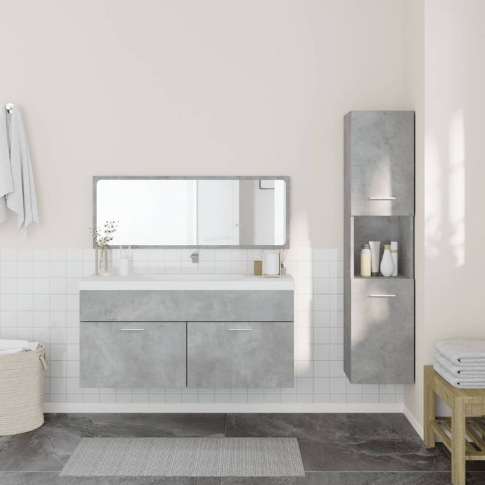 Ensemble de meubles de salle de bain 3 pcs gris béton - Photo n°3