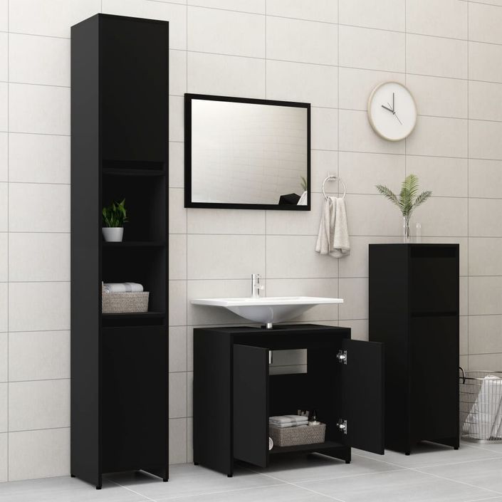 Ensemble de meubles de salle de bain 3 pcs Noir - Photo n°4