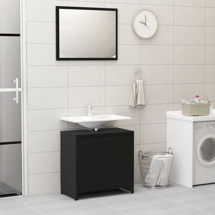 Ensemble de meubles de salle de bain 3 pcs Noir - Photo n°5