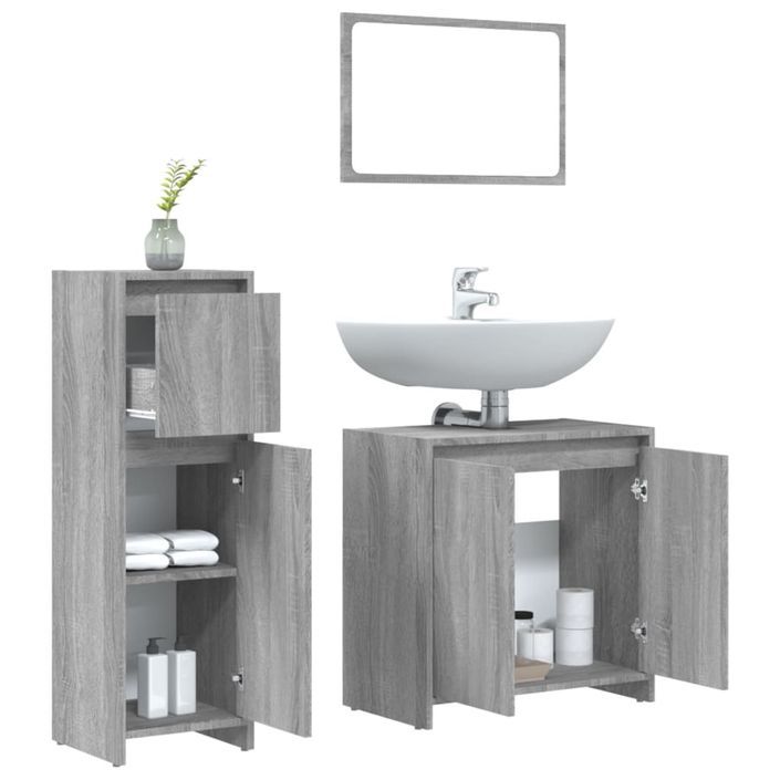 Ensemble de meubles de salle de bain 3 pcs Sonoma gris - Photo n°4