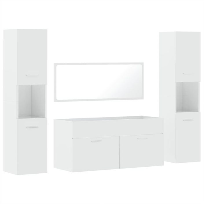 Ensemble de meubles de salle de bain 4 pcs blanc brillant - Photo n°2