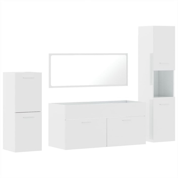 Ensemble de meubles de salle de bain 4 pcs blanc brillant - Photo n°2