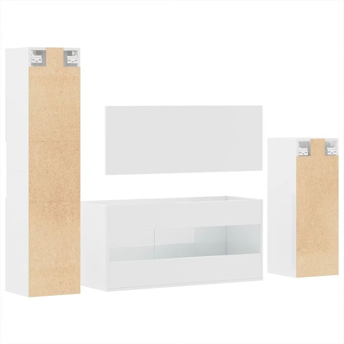 Ensemble de meubles de salle de bain 4 pcs blanc brillant - Photo n°7