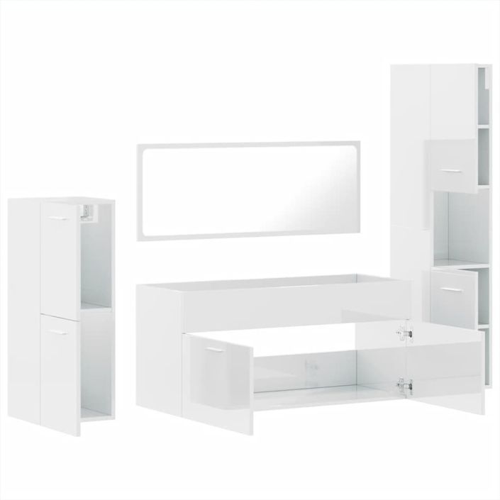 Ensemble de meubles de salle de bain 4 pcs blanc brillant - Photo n°8