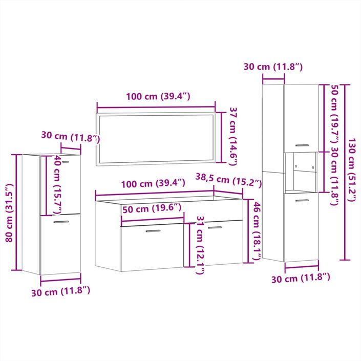 Ensemble de meubles de salle de bain 4 pcs blanc brillant - Photo n°12