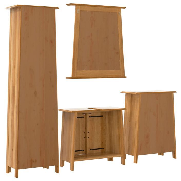 Ensemble de meubles de salle de bain 4 pcs bois de pin massif - Photo n°7