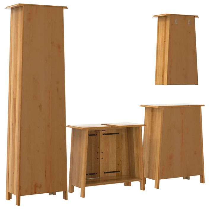 Ensemble de meubles de salle de bain 4 pcs bois de pin massif - Photo n°7