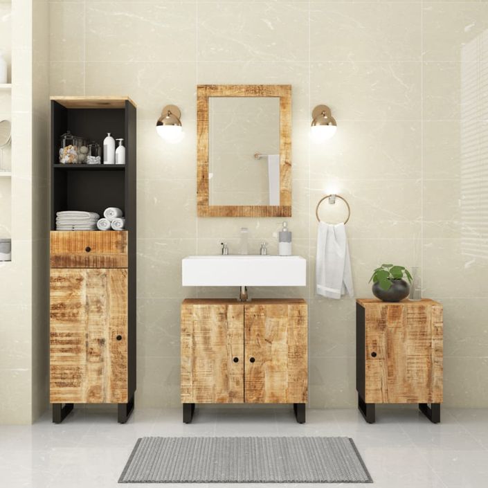 Ensemble de meubles de salle de bain 4 pcs bois manguier massif - Photo n°2