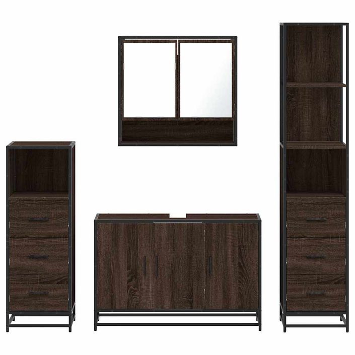 Ensemble de meubles de salle de bain 4 pcs chêne marron - Photo n°5