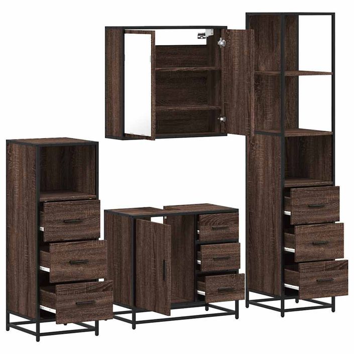 Ensemble de meubles de salle de bain 4 pcs chêne marron - Photo n°6