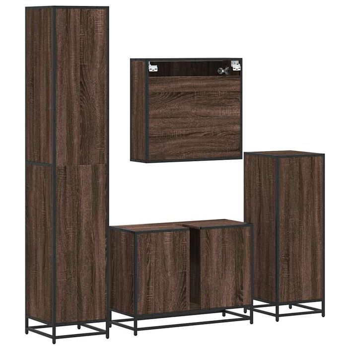 Ensemble de meubles de salle de bain 4 pcs chêne marron - Photo n°8