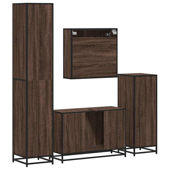 Ensemble de meubles de salle de bain 4 pcs chêne marron - Photo n°8