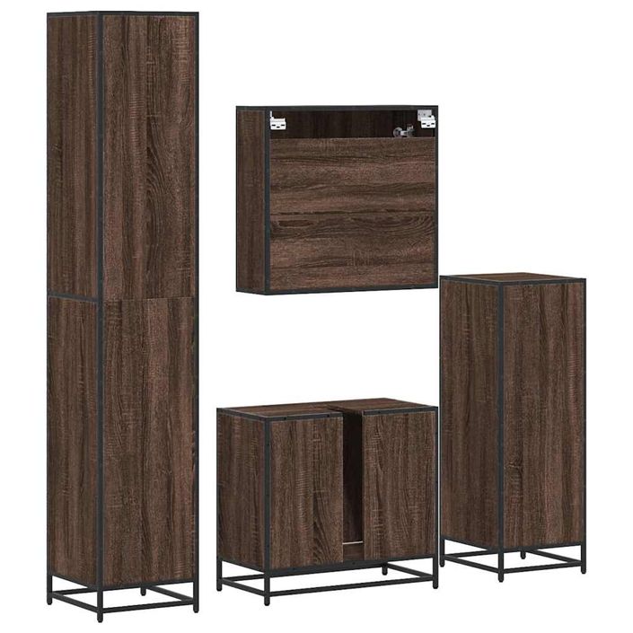 Ensemble de meubles de salle de bain 4 pcs chêne marron - Photo n°8