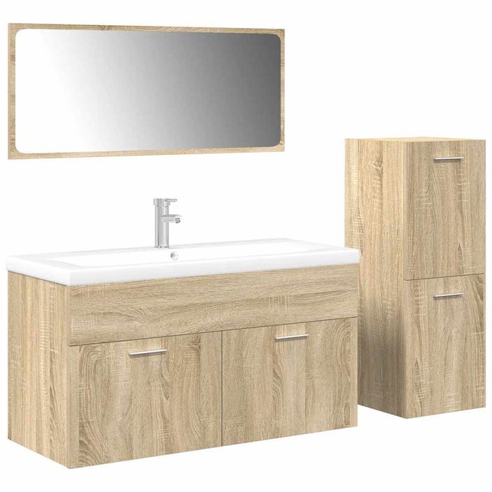 Ensemble de meubles de salle de bain 4 pcs chêne sonoma - Photo n°2