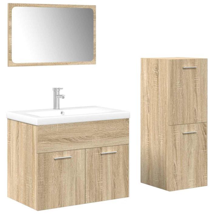 Ensemble de meubles de salle de bain 4 pcs chêne sonoma - Photo n°2