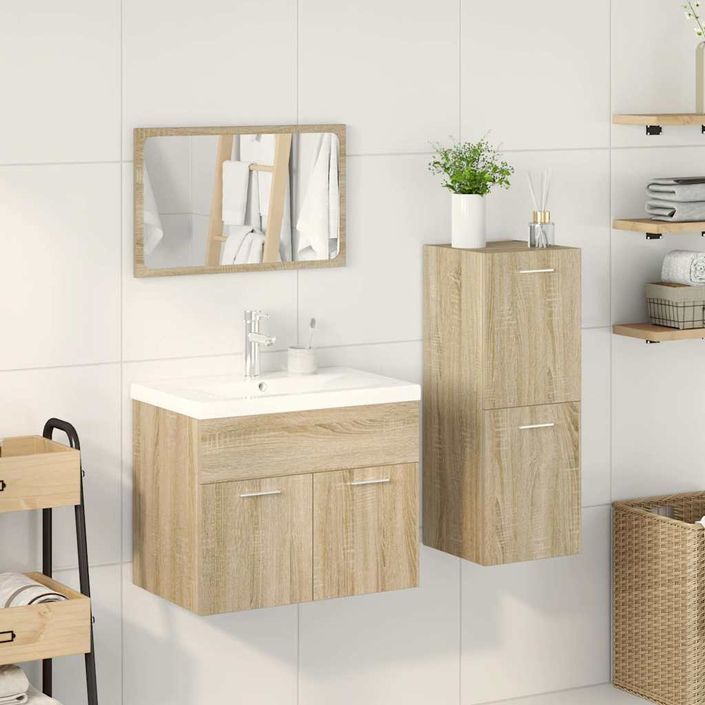 Ensemble de meubles de salle de bain 4 pcs chêne sonoma - Photo n°3