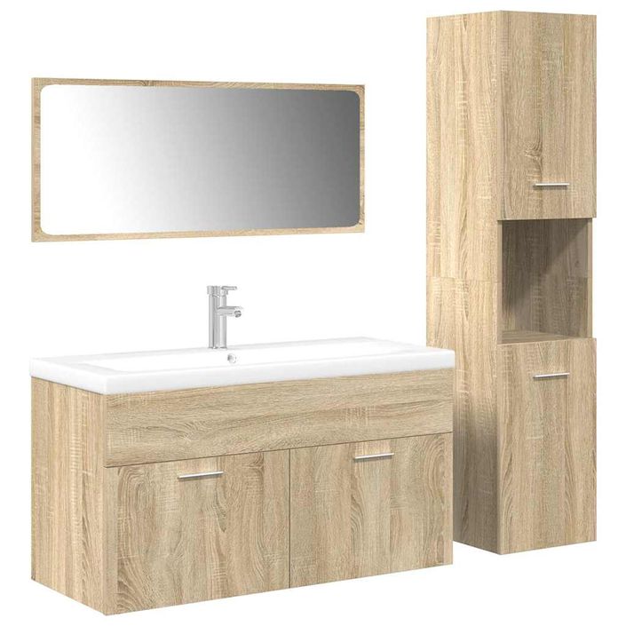 Ensemble de meubles de salle de bain 4 pcs chêne sonoma - Photo n°2