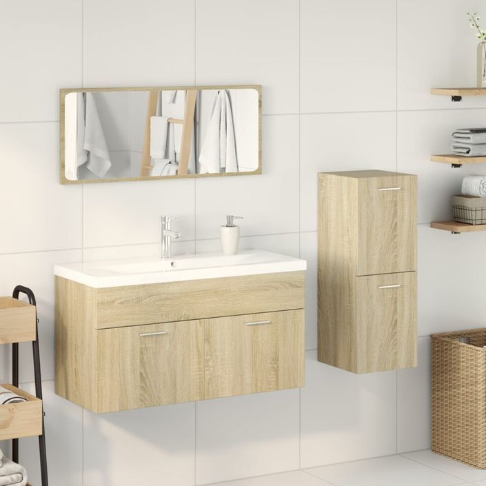 Ensemble de meubles de salle de bain 4 pcs chêne sonoma - Photo n°3