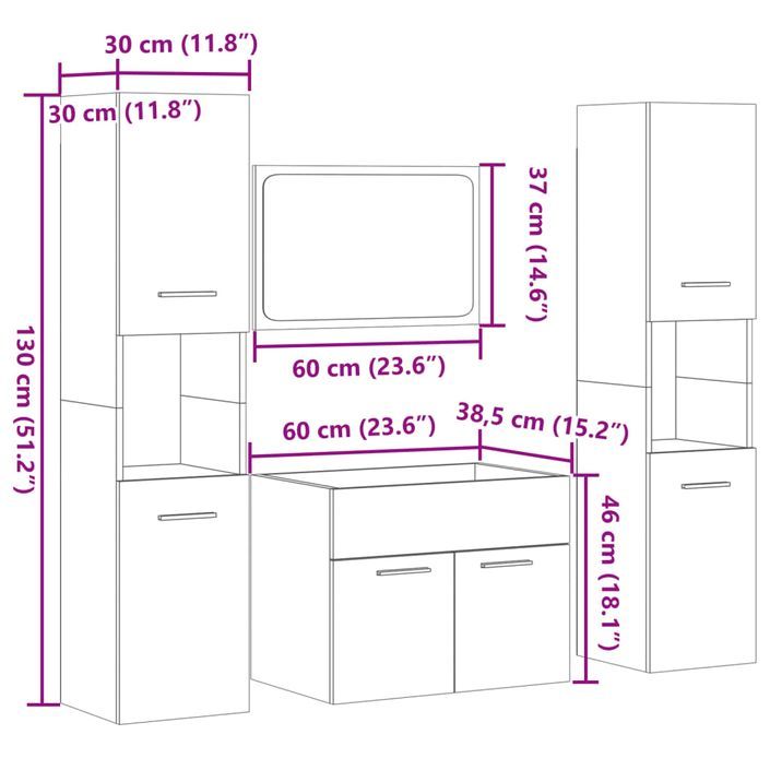 Ensemble de meubles de salle de bain 4 pcs chêne sonoma - Photo n°10