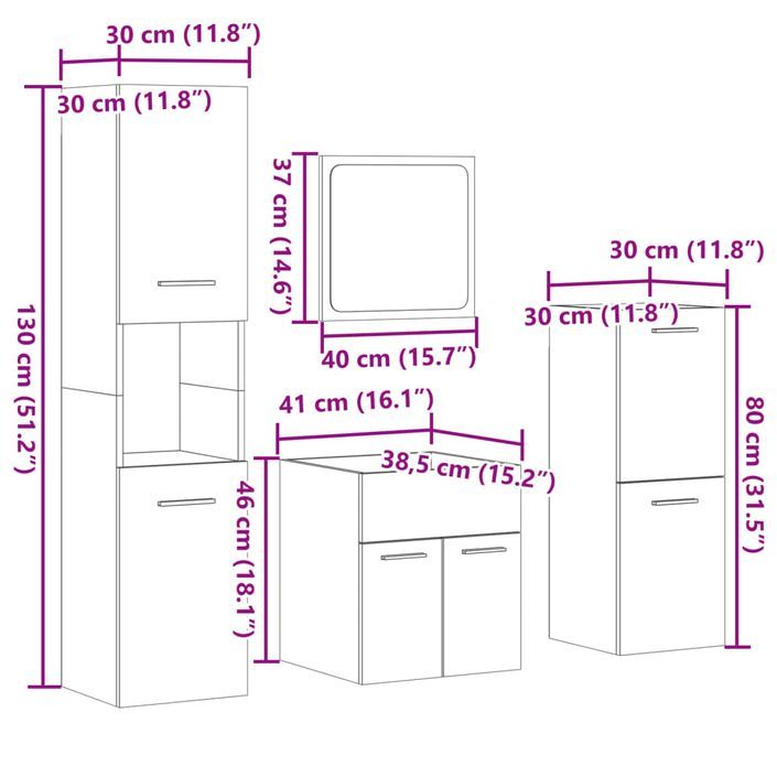 Ensemble de meubles de salle de bain 4 pcs chêne sonoma - Photo n°12