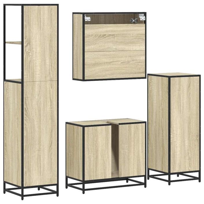 Ensemble de meubles de salle de bain 4 pcs chêne sonoma - Photo n°8