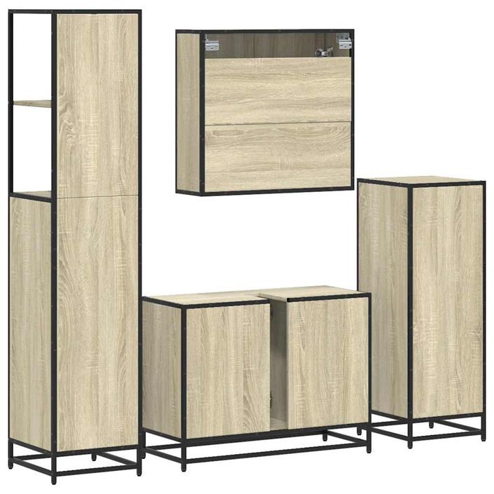 Ensemble de meubles de salle de bain 4 pcs chêne sonoma - Photo n°8