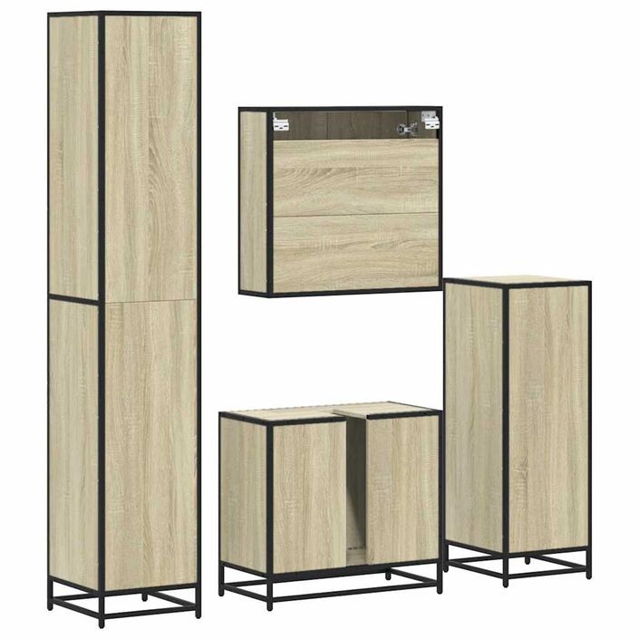 Ensemble de meubles de salle de bain 4 pcs chêne sonoma - Photo n°8