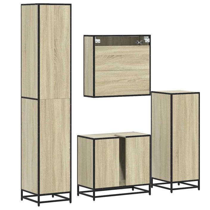 Ensemble de meubles de salle de bain 4 pcs chêne sonoma - Photo n°8