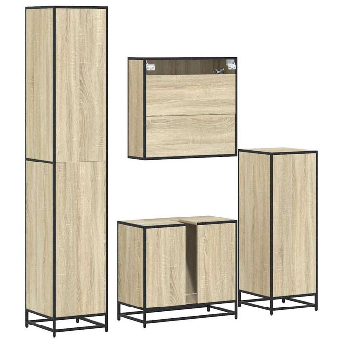 Ensemble de meubles de salle de bain 4 pcs chêne sonoma - Photo n°8